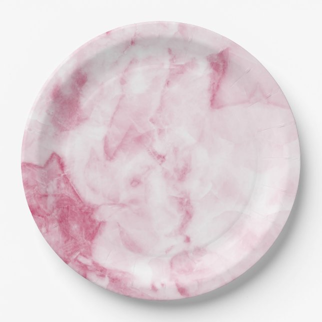 Pink Marble Paper Plate (Front)