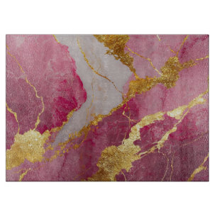 Pink Marble Pattern with Gold Cutting Board