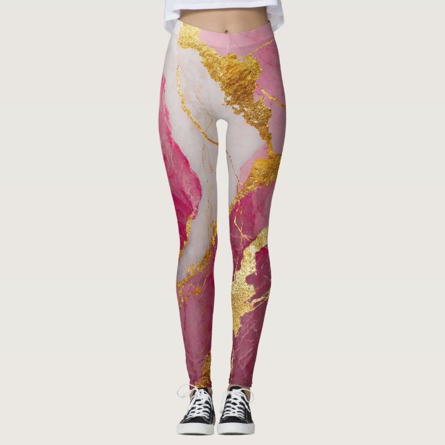 Pink Marble Pattern with Gold Leggings (Front)