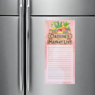 Pink Marble Personalizable Shopping List Magnetic Notepad