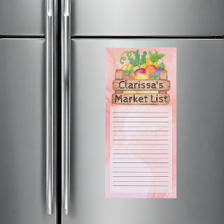 Pink Marble Personalizable Shopping List Magnetic Notepad