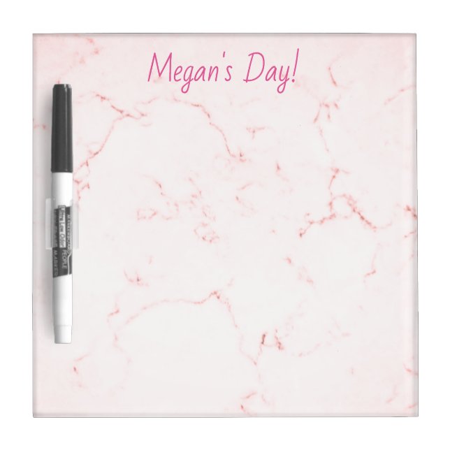Pink Marble, Personalize Name In Fuchsia Dry Erase Board (Front)