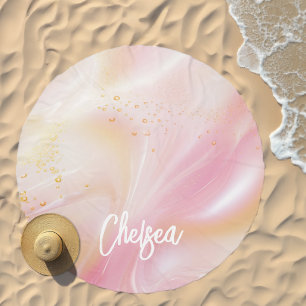 Pink Marble Personalized Beach Towel
