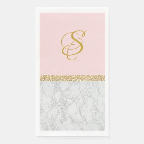 Pink Marble Personalized Guest Paper Towel