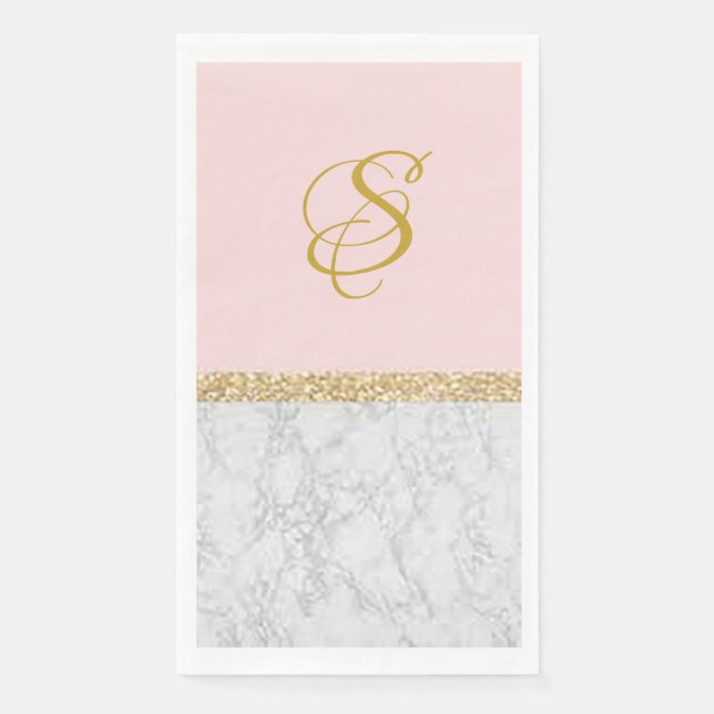 “Pink Marble” Personalized Guest Paper Towel (Front)