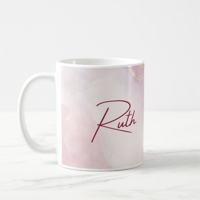 Pink Marble Personalized Name Mug (Left)