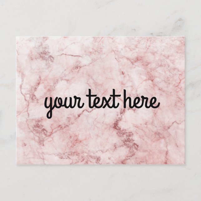 Pink Marble Personalized Postcard (Front)