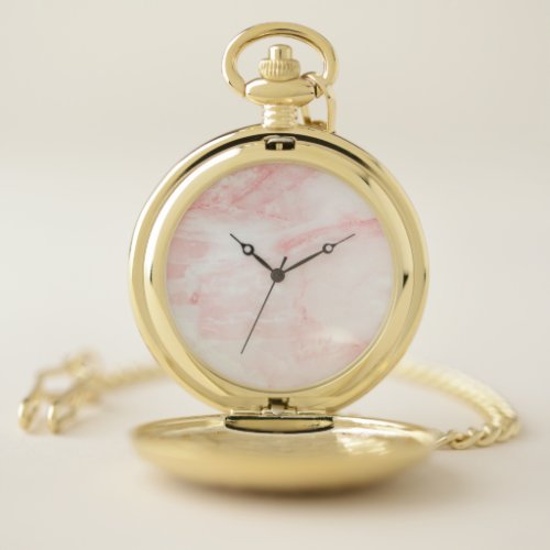 Pink Marble Pocket Watch Gold