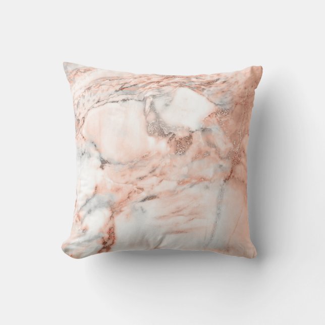 Pink Marble Print Throw Pillow, Swirl Print Throw Pillow (Front)