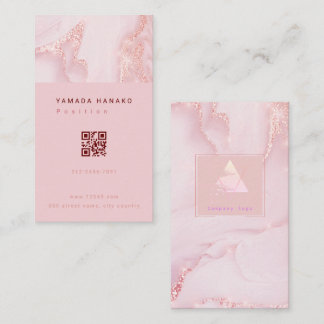 Pink marble QR business card