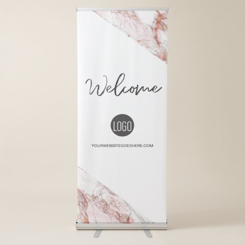 Pink Marble Rose gold Welcome Logo website Retractable Banner