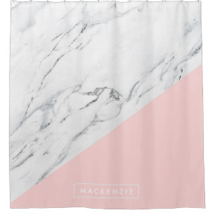 Pink & Marble Shower Curtain