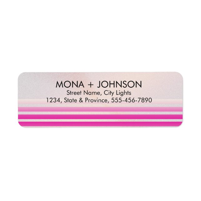 Pink Marble Simple Elegant  Striped Label (Front)