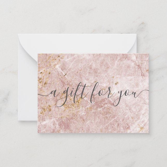 Pink Marble Small Business Gift Certificate Note Card (Front)