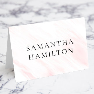 Pink Marble Streaks CO Name Place Cards
