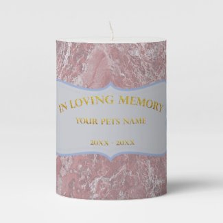 Pink Marble Style Memorial Candle-Personalize Pill Pillar Candle