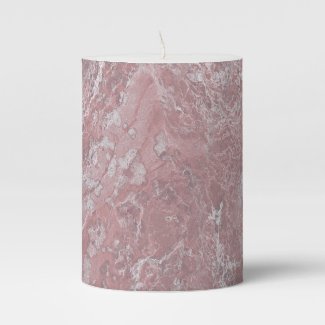 Pink Marble Style Pillar Candle