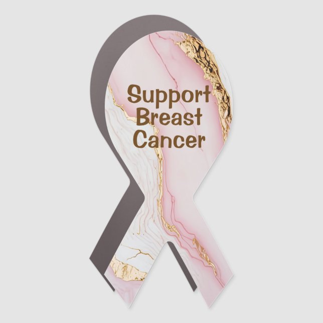 Pink Marble Support Breast Cancer Ribbon Car Magnet (Front)