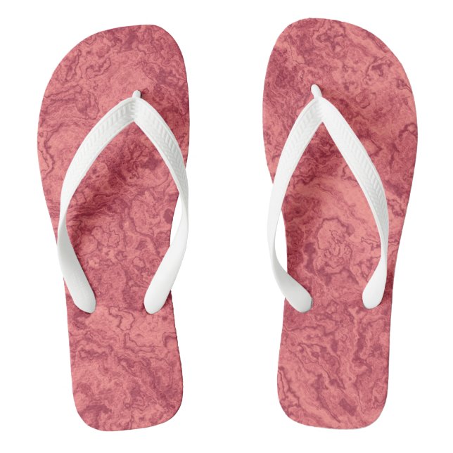 pink Marble Swirl Abstract Flip Flops (Footbed)