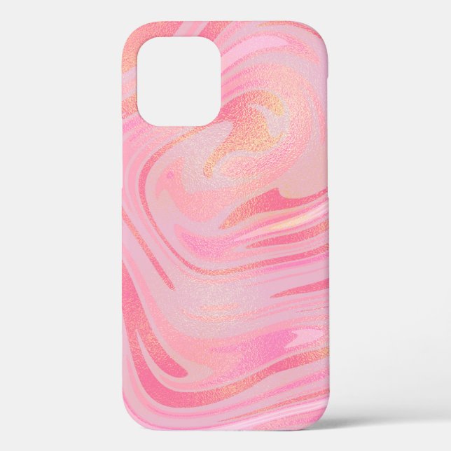 Pink Marble Swirl & Gold Glitter Pattern Case-Mate iPhone Case (Back)