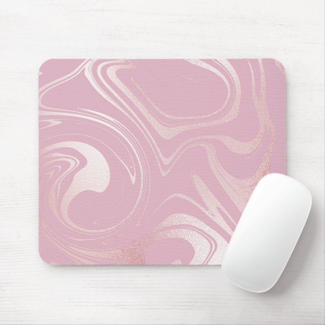 Pink marble swirly background mouse pad (With Mouse)