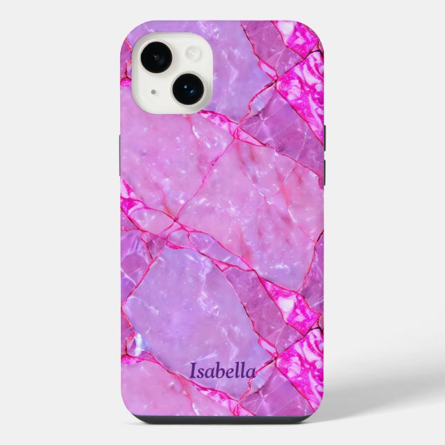 Pink Marble Texture, Marble Effect Iphone Case (Back)