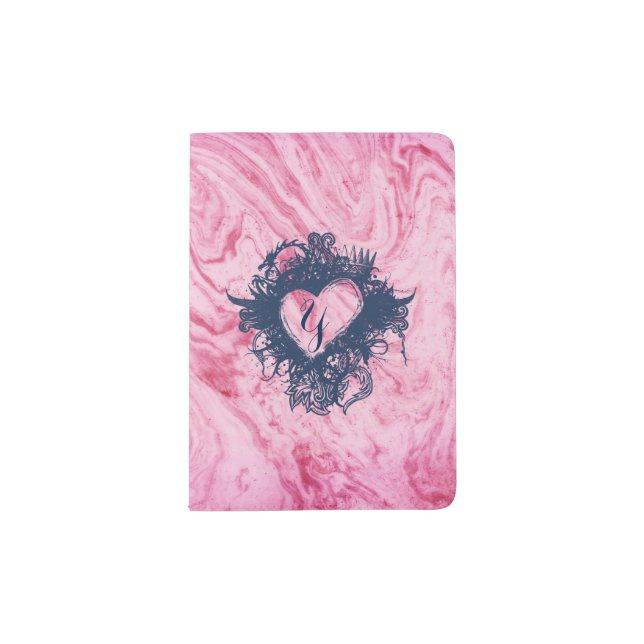 pink marble texture pattern elegant beautiful passport holder (Front)
