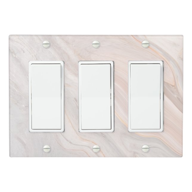 Pink Marble Texture Triple Rocker Light Switch Cover (In Situ)