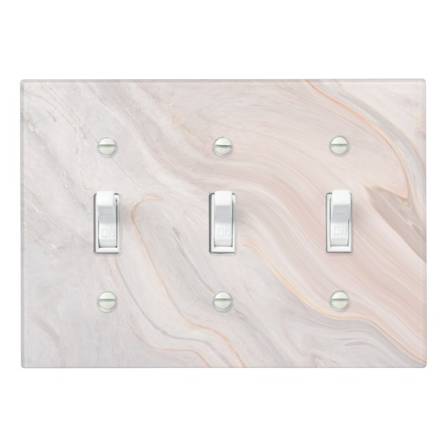 Pink Marble Texture Triple Toggle Light Switch Cover (In Situ)