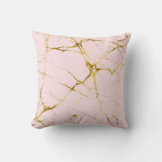 Pink Marble Throw Pillow (Front)