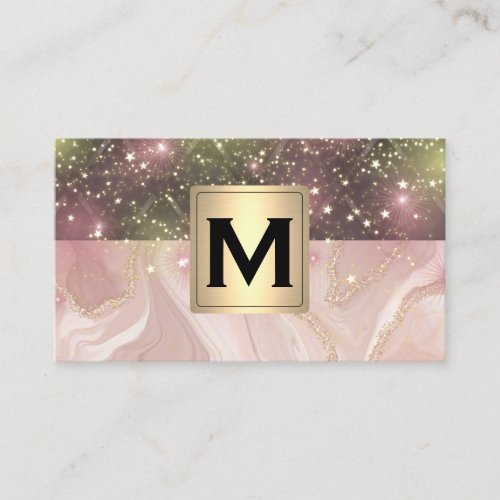 Pink Marble  Upholstered  Stardust Business Card