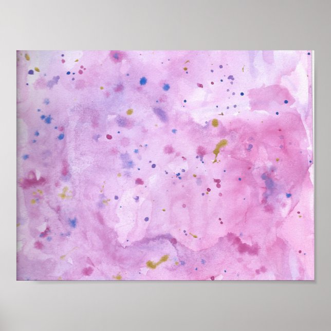 Pink Marble Watercolour Splat Poster (Front)