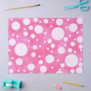 Pink Marble White Polka Dots Pattern Decoupage Tissue Paper