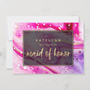 Pink Marble Will You Be My Maid of Honor Card