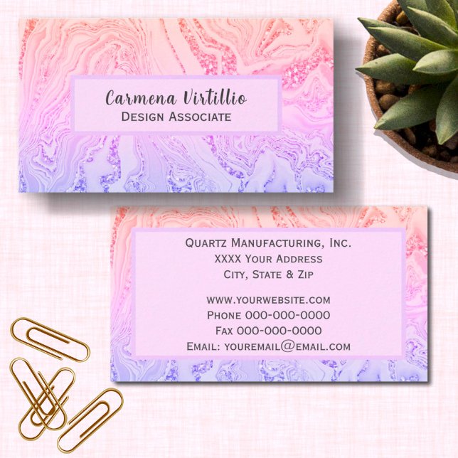 Pink Marble with Glitter Flecks Business Card (Creator Uploaded)