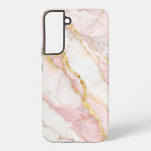 Pink Marble with Gold Veins – Elegant Design Samsung Galaxy S22+ Case