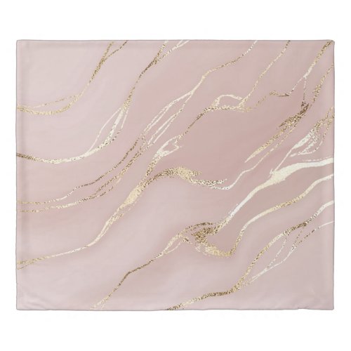 Pink marble with golden veins duvet cover