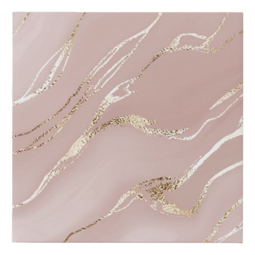 Pink marble with golden veins faux canvas print