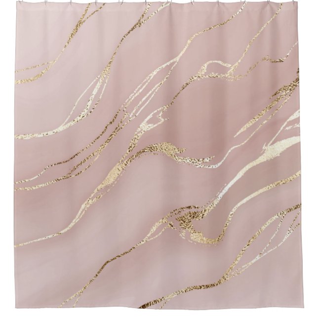 Pink marble with golden veins shower curtain (Front)