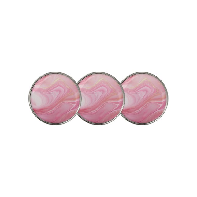Pink marbled background golf ball marker (3 Up)