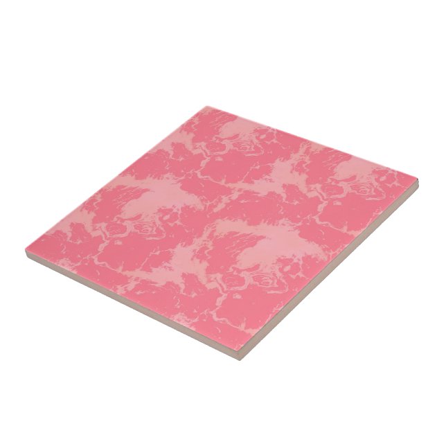 Pink Marbled Cloud abstract Ceramic Tile (Side)