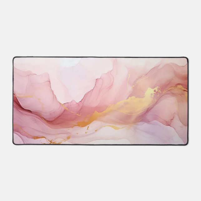 Pink marbled desk mat (Front)