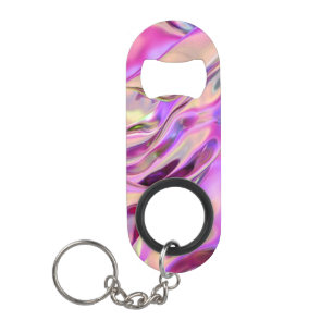 Pink Marbled Iridescent Bottle Opener Keychain