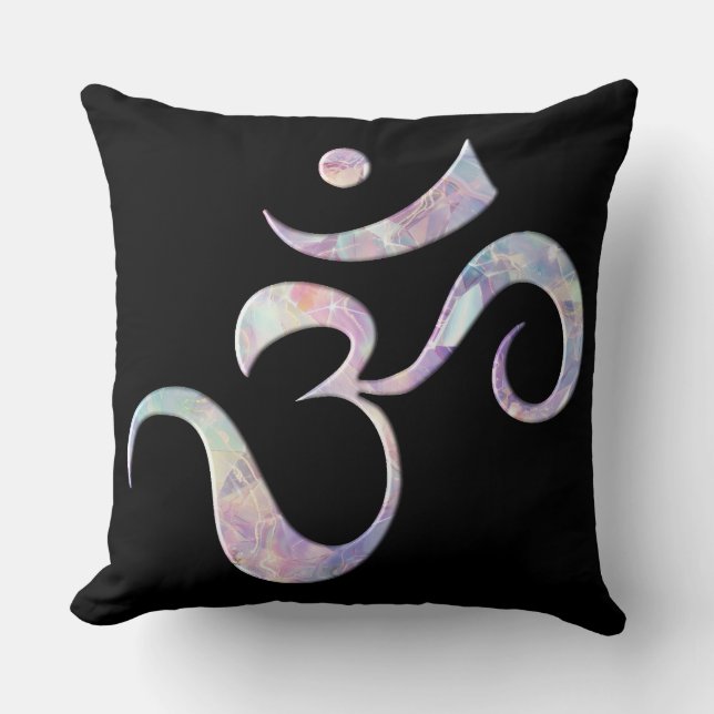 Pink Marbled Om  Throw Pillow (Front)