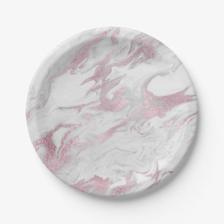 Pink Marbled Paper Plate