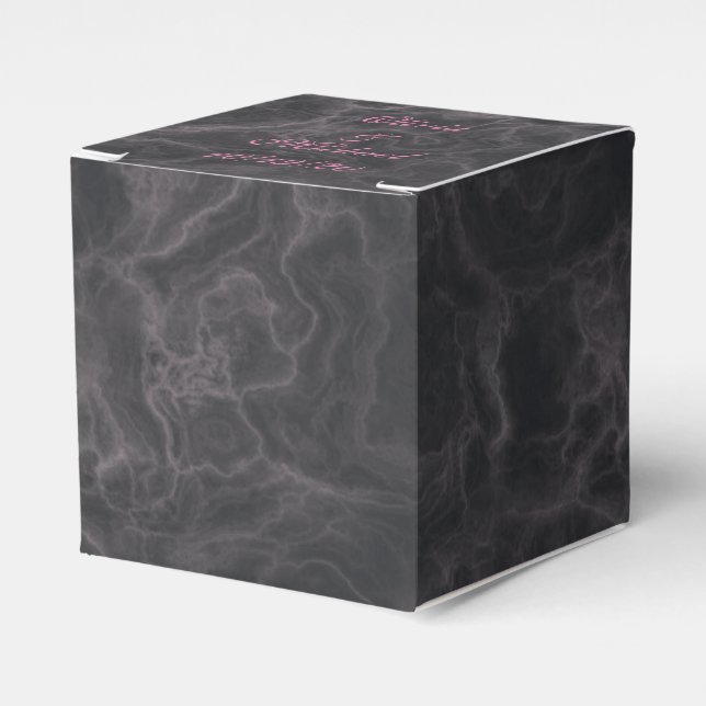 Pink Marbled Wedding Favors Box (Front Side)