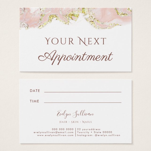 pink marbling design Appointment Card (Front & Back)