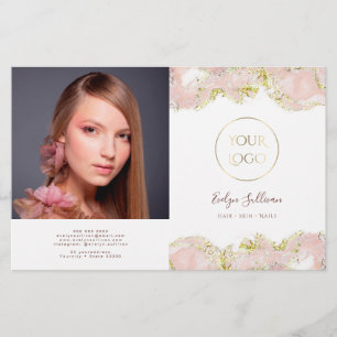 Pink marbling design bifold brochure