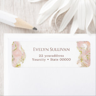 pink marbling design return address label