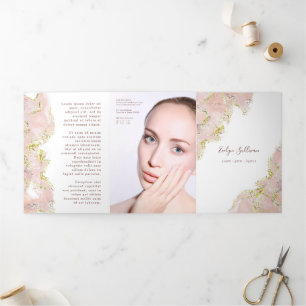Pink marbling design trifold brochure